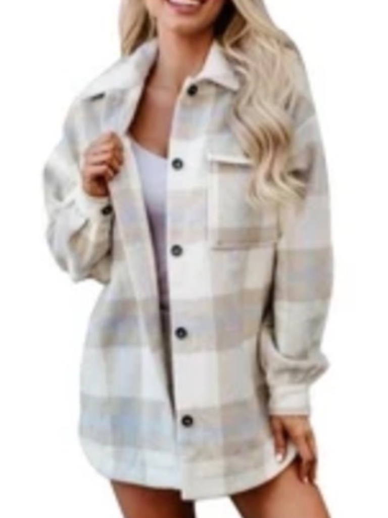 Dearlove Womens Long Sleeve Plaid Shirts Flannel Lapel Button Down Size L